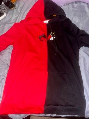 Demons n Angels - Men's Red and Black Split Hoodie